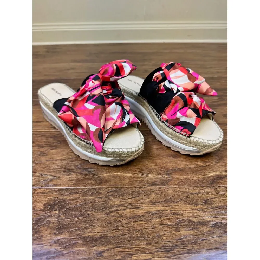 NWOB - FREE PEOPLE Chapmin Sport Espadrille Sandal, Suede, Floral, Bow, Sz 37